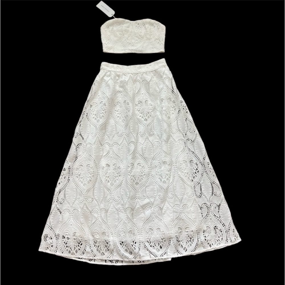 Vogue Vibes Women Skirt And Top White Set Size S (0668)